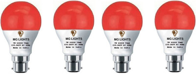 mg lights 7 W Basic Arbitrary B22 LED Bulb(Red, Pack of 4)