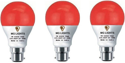 mg lights 7 W Basic Arbitrary B22 LED Bulb(Red, Pack of 3)