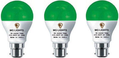 mg lights 7 W Basic Arbitrary B22 LED Bulb(Green, Pack of 3)