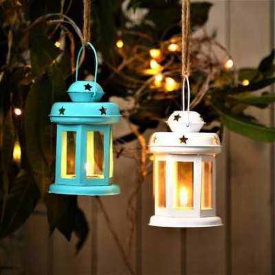 Being Nawab Multicolor Iron Hanging Lantern(15 cm X 10 cm, Pack of 2)
