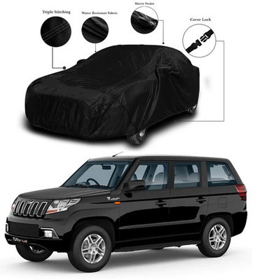 SEBONGO Car Cover For Mahindra Universal For Car (With Mirror Pockets)(Black)