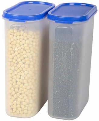 Analog Kitchenware Polypropylene Grocery Container  - 2500 ml(Pack of 2, Blue, Clear)