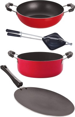 NIRLON CT12_KD13_HT_CS24 Non-Stick Coated Cookware Set(PTFE (Non-stick), Aluminium, 4 - Piece)