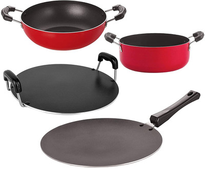 NIRLON CT12_KD13_RT_CS22 Non-Stick Coated Cookware Set(PTFE (Non-stick), Aluminium, 4 - Piece)