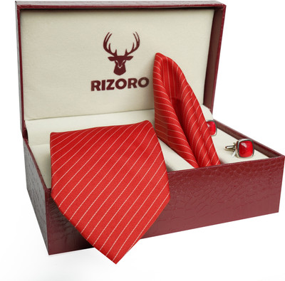 RIZORO Satin Cufflink & Tie Pin Set(Red)