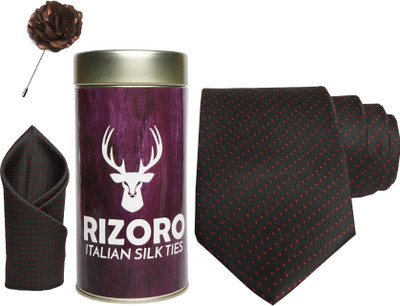 RIZORO Satin Cufflink & Tie Pin Set(Black)