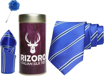 RIZORO Satin Cufflink & Tie Pin Set(Blue)
