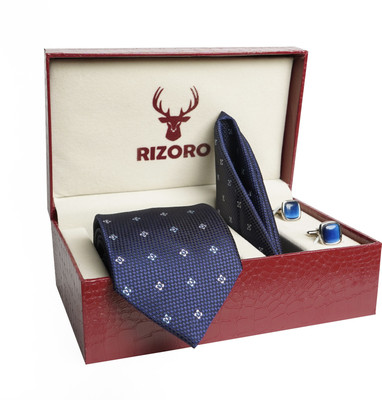 RIZORO Satin Cufflink & Tie Pin Set(Blue)