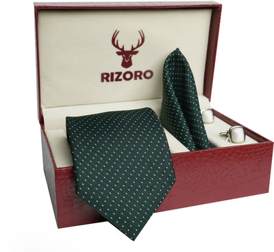 RIZORO Satin Cufflink & Tie Pin Set(Green)