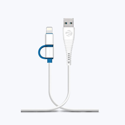 ZEBRONICS Lightning Cable 2 A 1.2 m ZEB-UMLC1201(Compatible with IPHONE, IPAD, SMART PHONE, BASIC PHONE, MP3, White, One Cable)