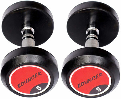 HACKERX Hi-Quality Rubber Professional Bouncer Dumbbells Fixed Weight Dumbbell(5 kg)