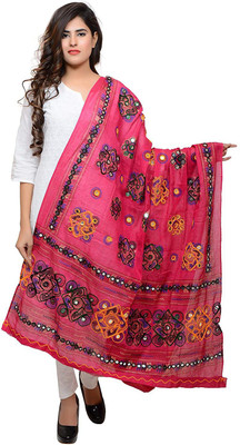 Nama Fashion Cotton Blend Embroidered Women Dupatta