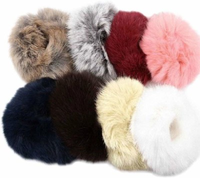 Fancyy Charming Elastic Fluffy Faux Rope Furry Ring Hair Girls 6 Pieces Rubber Band Rubber Band(Multicolor)