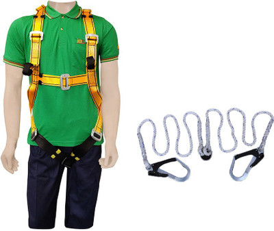 Industrial Business Solution Full Body Safety Belt 1012 (Harness) with Lanyard 1.8 mtr Nylon Rope Hook 203 Safety Harness(Free Size)