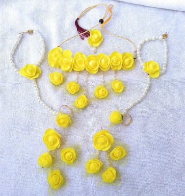 Global Ecom Fabric, Paper Yellow, White Jewellery Set(Pack of 1)