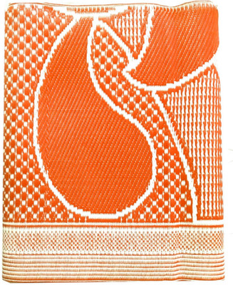 F K Industries Plastic Chatai Mat(Orange, White, Large)