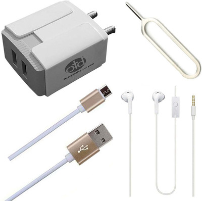 OTD Wall Charger Accessory Combo for Zopo Speed 7 Plus, Zopo ZP590, ZTE Blade L2, ZTE Small Fresh 4(White, Gold)