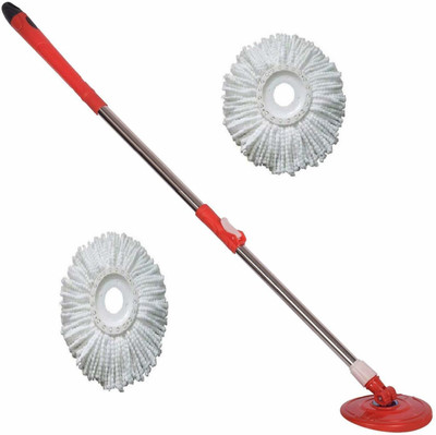 mega shine 360 Degree Cleaning Spin Mop Extendable Handle /Mop Stick with 2 refill pcs Mop Rod(Multicolor)