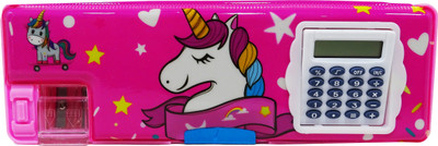 dishvy PINK UNICORN mini calculator double sided pencil box UNICORN theme Art Plastic Pencil Box(Set of 1, Pink)