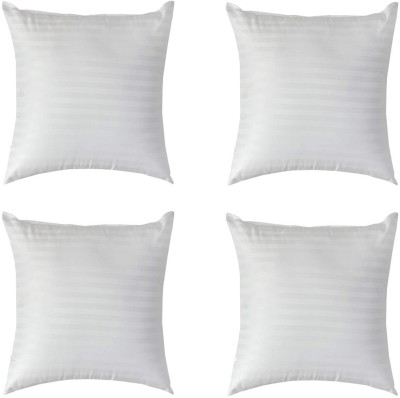 FAIRY HOME Microfibre Stripes Floor Cushion Pack of 4(White)