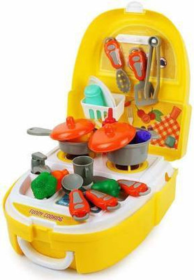 arvy enterprise Cooking Backpack Set For Little Chef Real Action Portable Kitchen Play Set With 25 Pcs