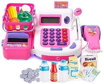 Pulsbery Supermarket Cash Register Toys Set Pretend Toys Kit with Megaphone Pretend Toys for Kids