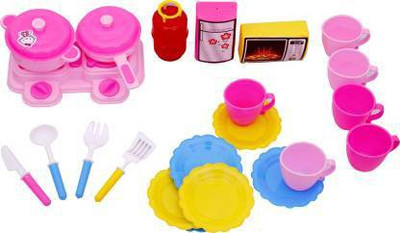 LooknlveSports dream little chef's kitchen accessories toys set for kids (pink)