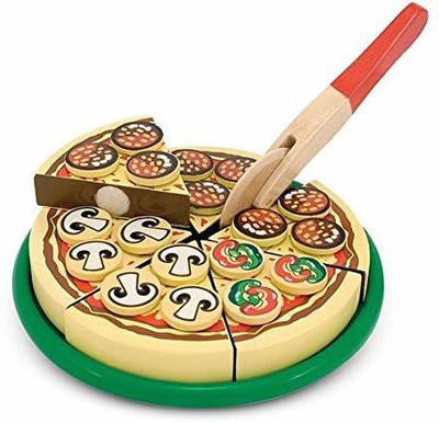 TEMSON Wooden Kitchen Assembling Play Set for Kids Pretend Play Pizza Food Set Paint Educational&Best Gift Toys for Children
