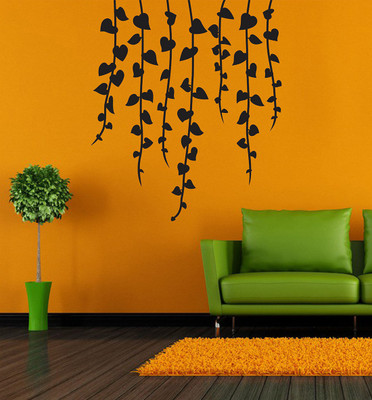 fuzzy 90 cm Leaves Self Adhesive Sticker(Pack of 1)