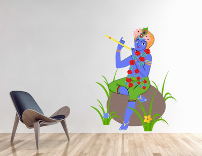 fuzzy 55 cm Krishna Self Adhesive Sticker(Pack of 1)