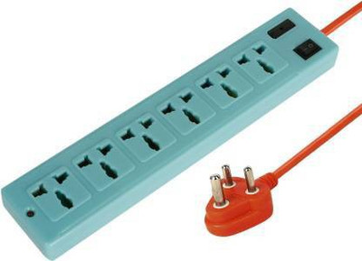 Skeisy 6+1 SWITCH Rk-Power Extension Board blue orange 6AMP 6  Socket Extension Boards(Orange, Blue, 5 m)