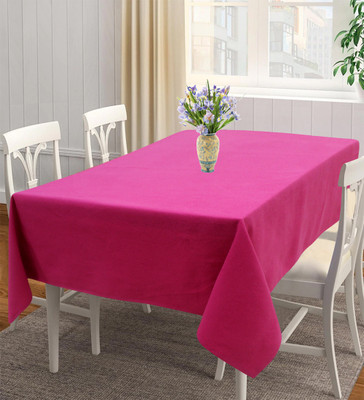 AIRWILL Cotton 4 Seater Solid Table Cover(Pink)