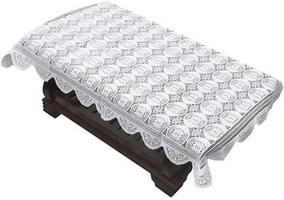 onterio fab Self Design 6 Seater Table Cover(White, Cotton)