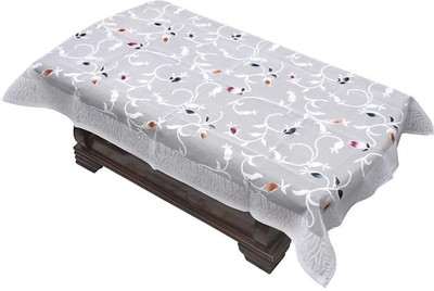 onterio fab Self Design 6 Seater Table Cover(White, Cotton)