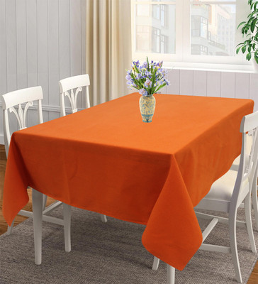 AIRWILL Cotton 4 Seater Solid Table Cover(Orange)