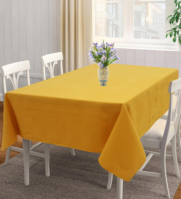 AIRWILL Cotton 4 Seater Solid Table Cover(Yellow)