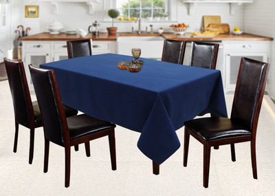 AIRWILL Cotton 6 Seater Solid Table Cover(Blue)