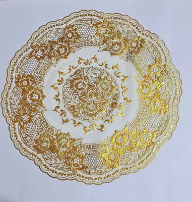 shutupnshop Round Pack of 1 Table Placemat(Gold, PVC)