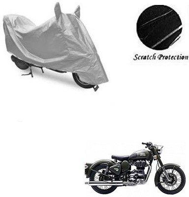 GoldCartz Waterproof Two Wheeler Cover for Royal Enfield(Battle Green, Silver)