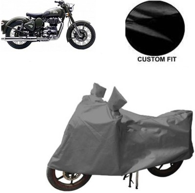 MOTOWORLD Waterproof Two Wheeler Cover for Royal Enfield(Battle Green, Grey)