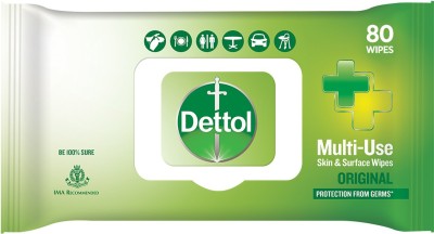 Dettol Mutil-Use Skin & Surface Wipes, Original(80 Wipes)