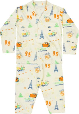 ICABLE Kids Nightwear Girls Printed Cotton Blend(Yellow Pack of 1)