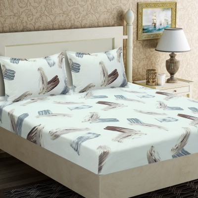 Flipkart SmartBuy 144 TC Cotton Double Abstract Flat Bedsheet(Pack of 1, White, Brown)