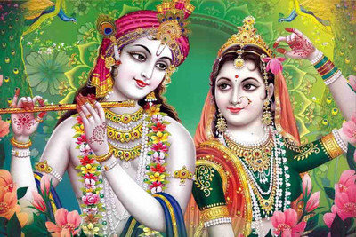 Lord Radha Krishna Religious Waterproof Vinyl Sticker Poster || (24X18 inches) btcan2025-2 Fine Art Print(18 inch X 24 inch, Rolled)