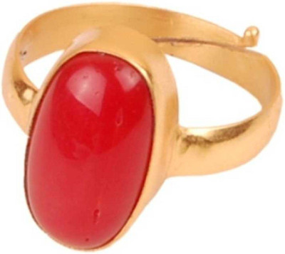 RATAN BAZAAR Ratan Bazaar Gold Coral & Most Beautiful And Adjustable Gold Ring Copper Sapphire Sterling Silver Plated Ring