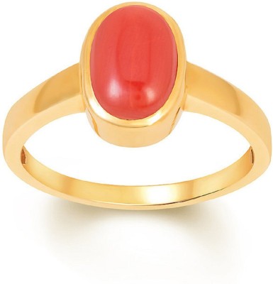 KUNDLI GEMS Moonga Ring 5.25 ratti Coral stone ring Certified Stone Astrological Purpose For Unisex Stone Coral Gold Plated Ring