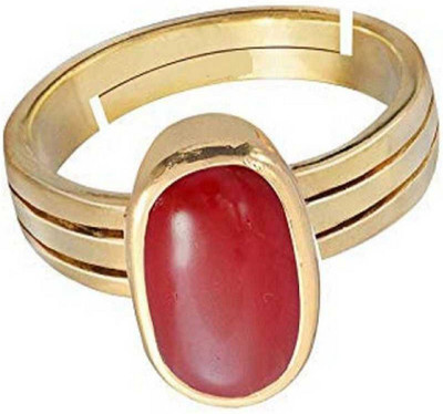 RATAN BAZAAR Stone Coral Gold Plated Ring