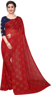 VR Fashions Self Design Bollywood Chiffon Saree(Red)