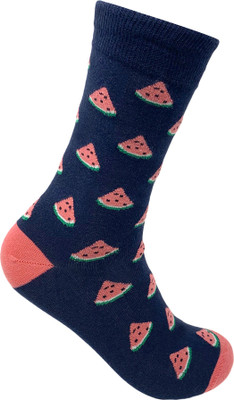 Mint and Oak One in a Melon Blue Crew Length Socks Men Printed Mid-Calf/Crew