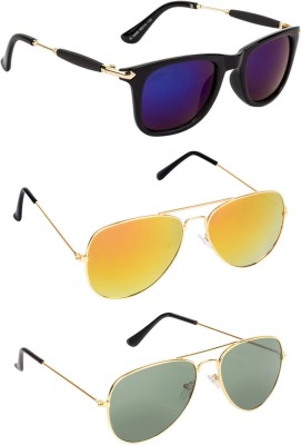 Scaglia Wayfarer, Aviator Sunglasses(For Men & Women, Multicolor, Golden)